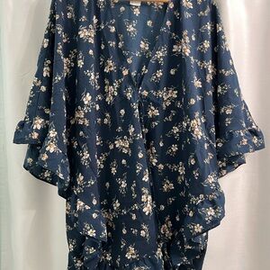 Ruffled Floral Kimono Cardigan
